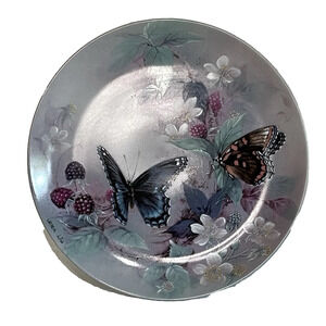 Vintage Lena Liu Red Spotted Purples Collector Plate 9090A 8.5" W.L. George 1988